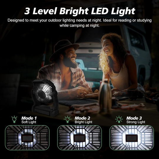 Ventilateur Portable Rechargeable avec Lanterne LED 5