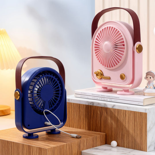 Ventilateur Portable Rétro Compact pour Femmes avec Alimentation USB 2