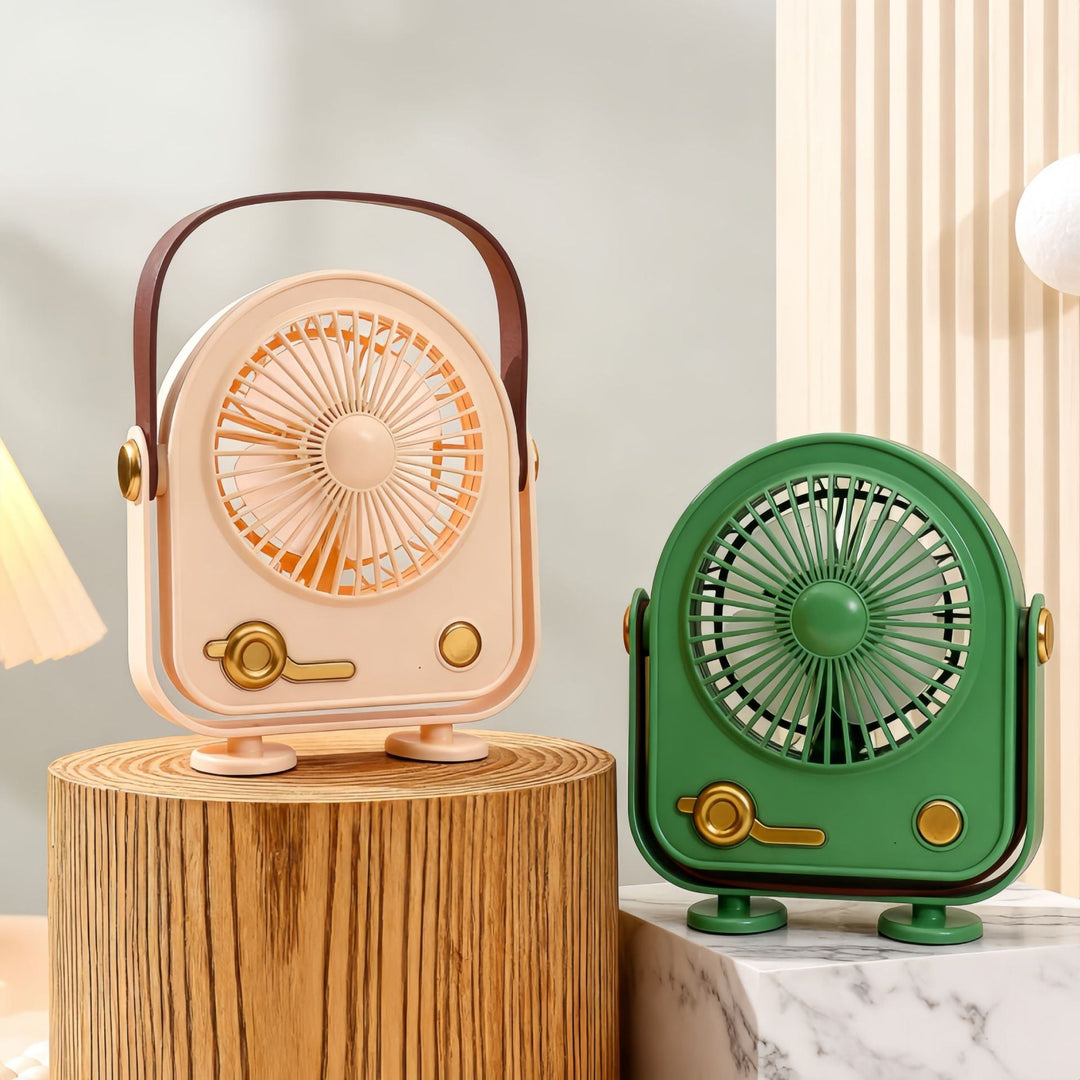 Ventilateur Portable Rétro Compact pour Femmes avec Alimentation USB 3