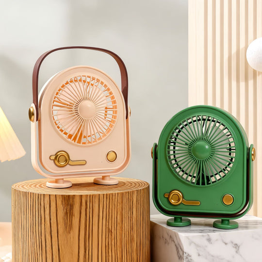 Ventilateur Portable Rétro Compact pour Femmes avec Alimentation USB 3