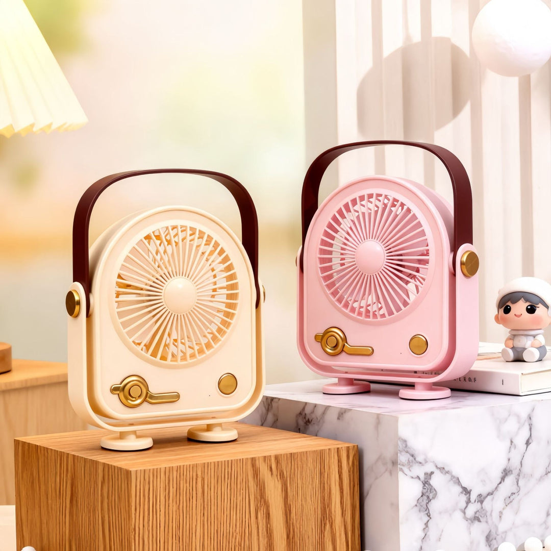 Ventilateur Portable Rétro Compact pour Femmes avec Alimentation USB 4