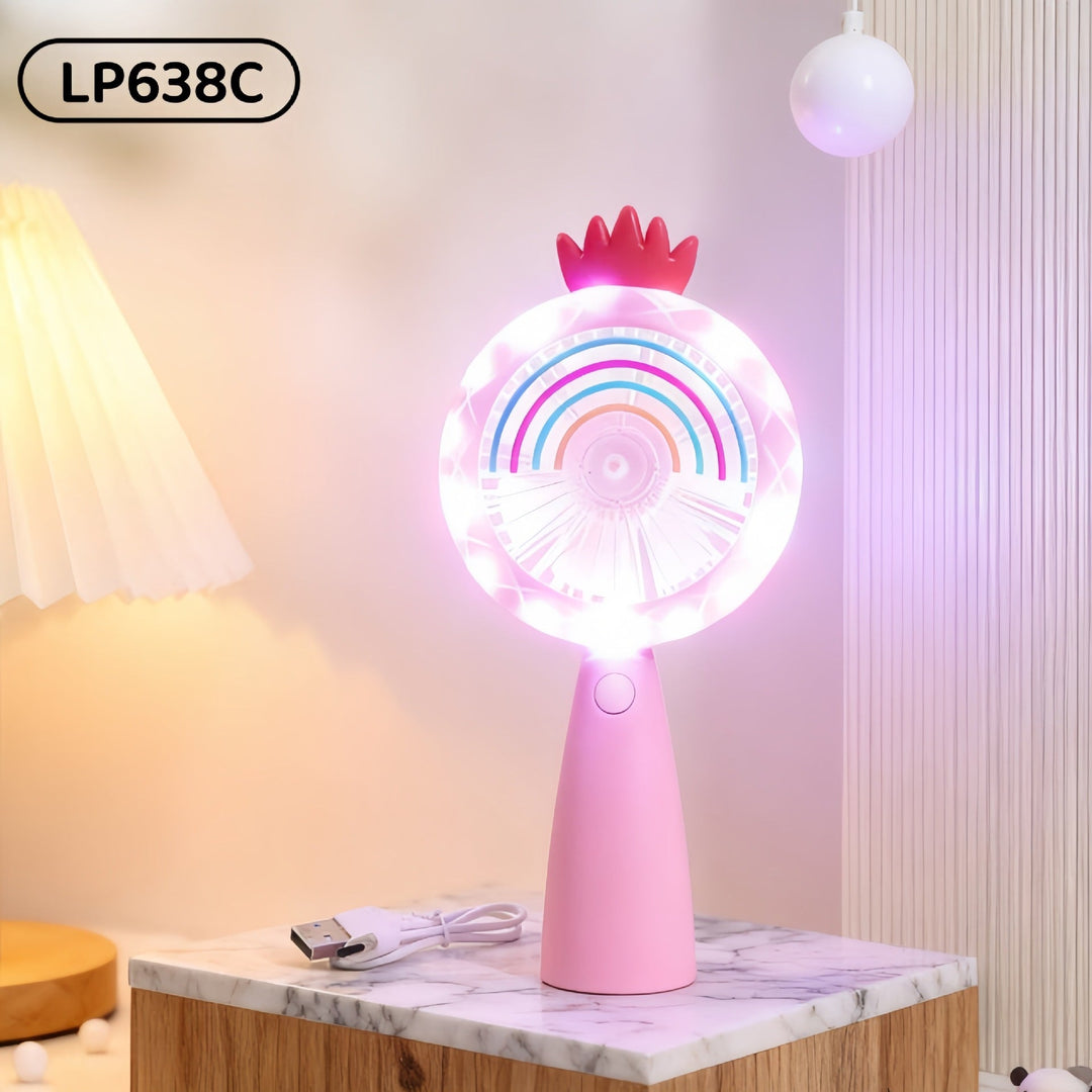 Ventilateur Portable USB pour Femme avec Éclairage LED 7