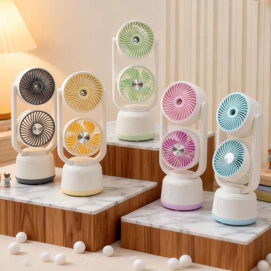 Ventilateur Portable Unisexe Double Têtes Inclinables avec Chargement USB Silencieux 1