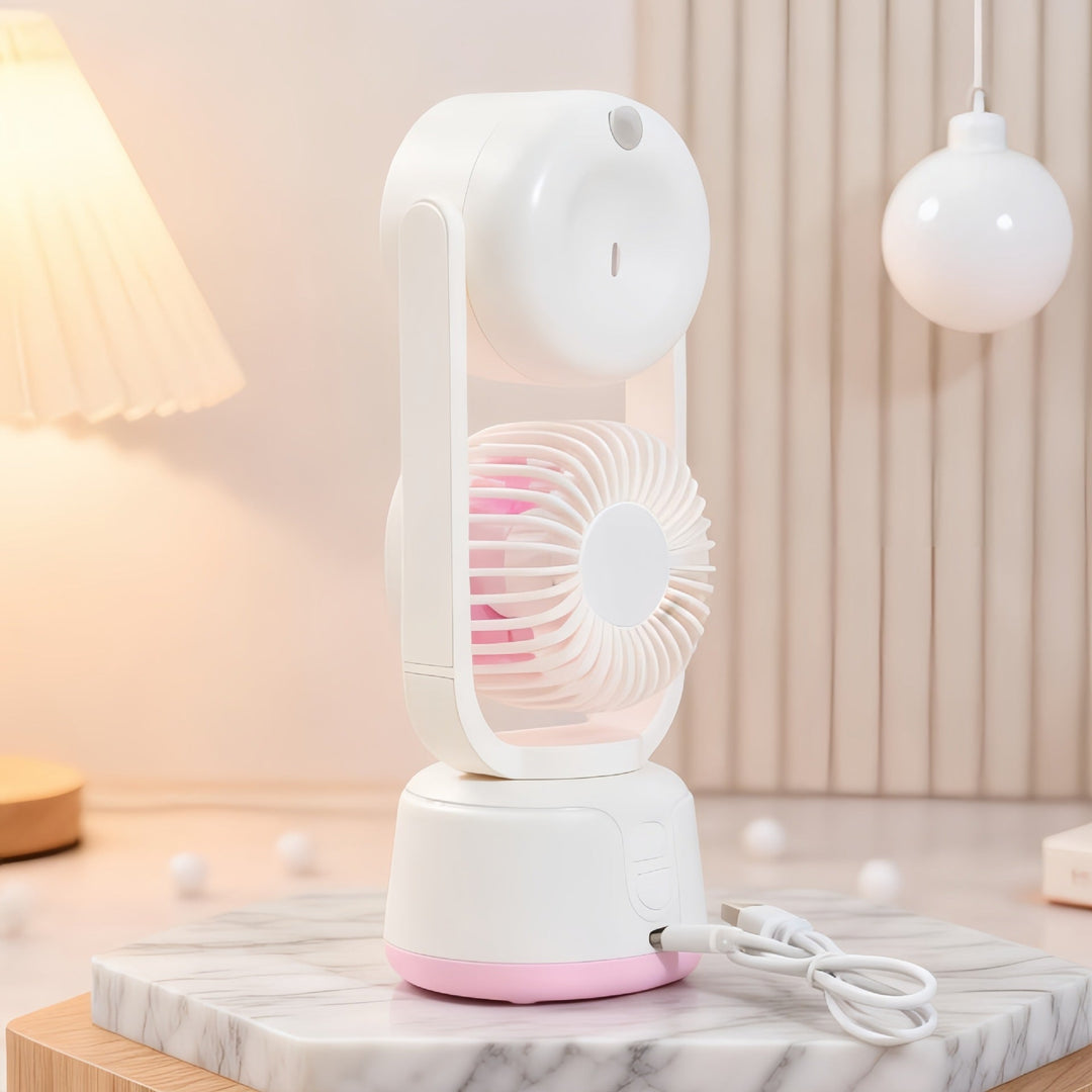 Ventilateur Portable Unisexe Double Têtes Inclinables avec Chargement USB Silencieux 2