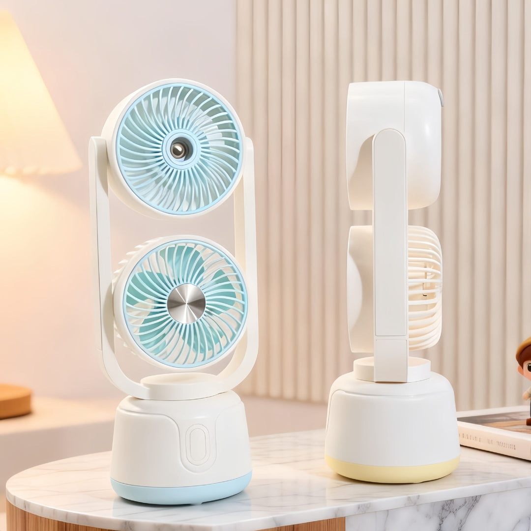 Ventilateur Portable Unisexe Double Têtes Inclinables avec Chargement USB Silencieux 4