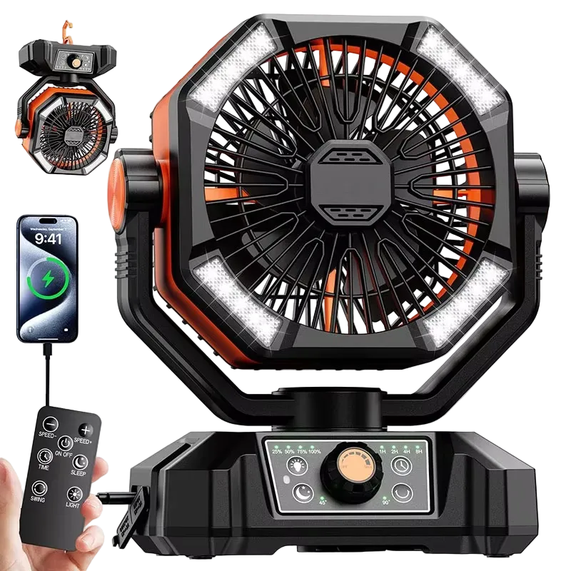 Ventilateur Portable de Camping avec Éclairage LED 0