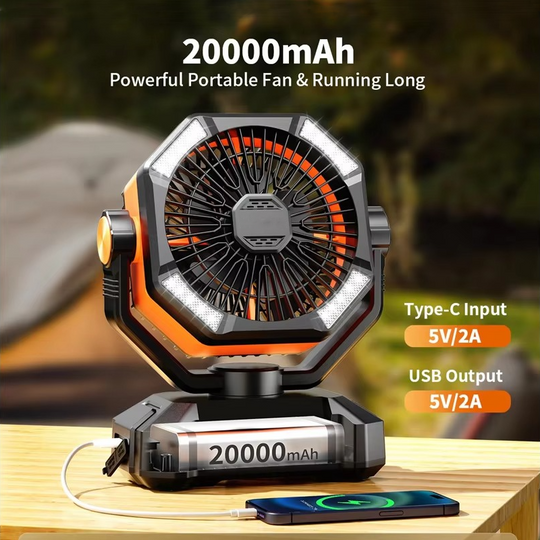 Ventilateur Portable de Camping avec Éclairage LED 5