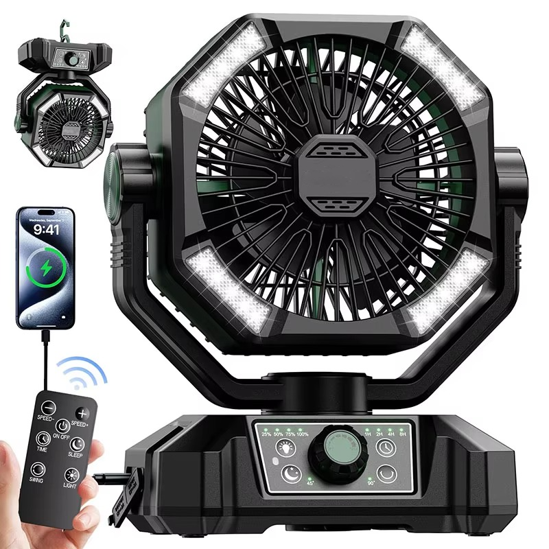 Ventilateur Portable de Camping avec Éclairage LED 8