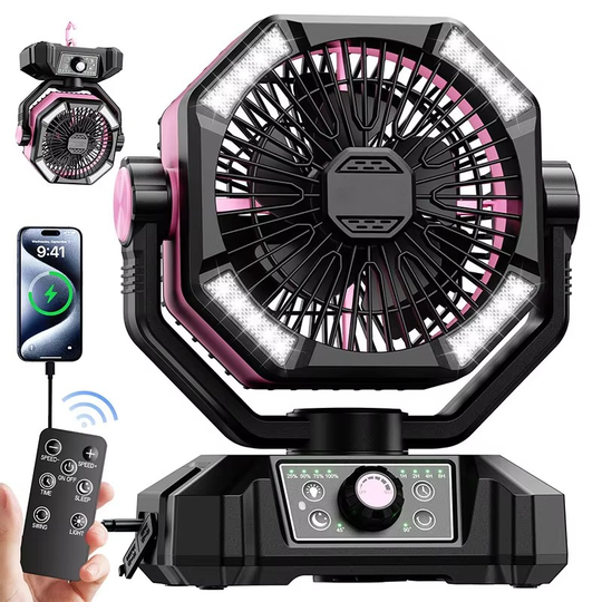 Ventilateur Portable de Camping avec Éclairage LED 9