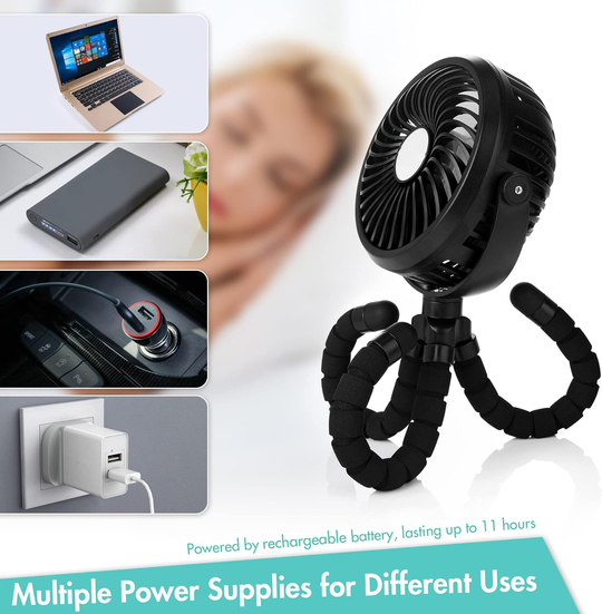 Ventilateur Portable pour Poussette avec Réglage de Vitesse 5