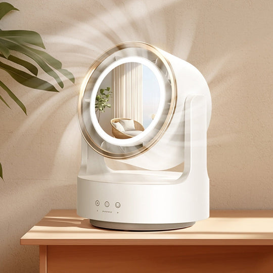 Ventilateur de Bureau Multifonctionnel avec Miroir LED Oscillant 1