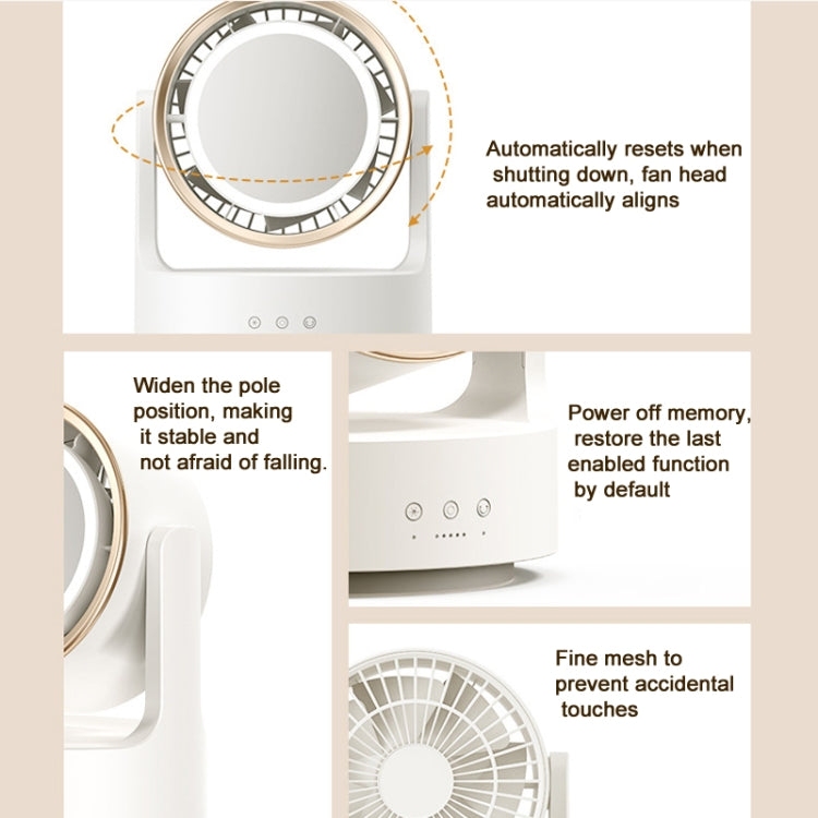 Ventilateur de Bureau Multifonctionnel avec Miroir LED Oscillant 7