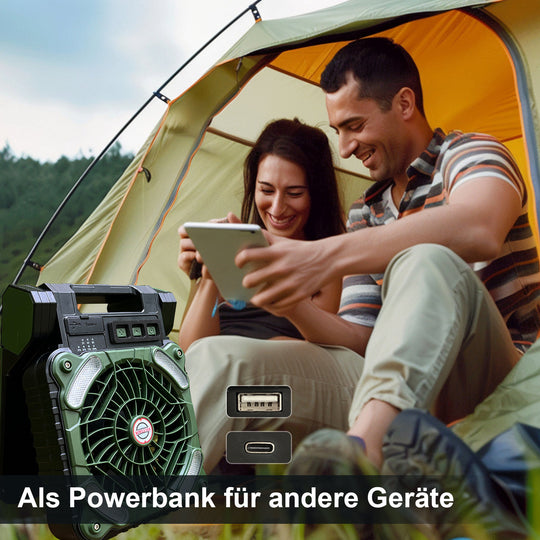 Ventilateur de Camping Solaire Portable avec Éclairage LED 1