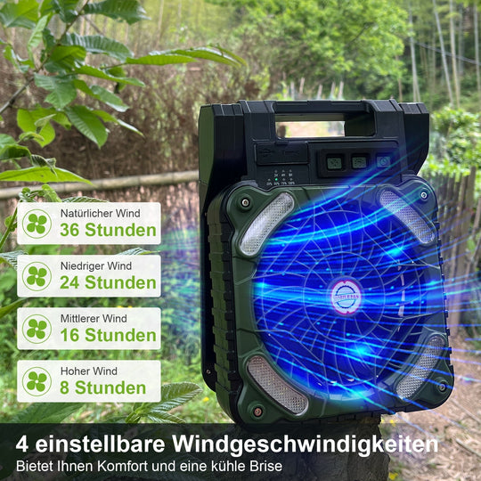 Ventilateur de Camping Solaire Portable avec Éclairage LED 3