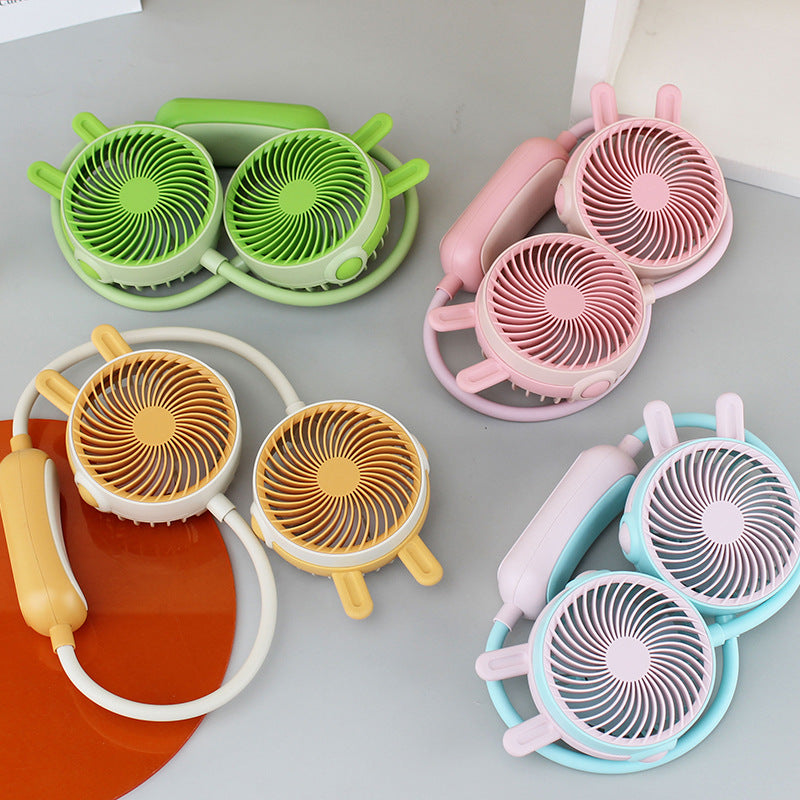 Ventilateur de Cou Portable pour Femmes Double Ventilateur 4