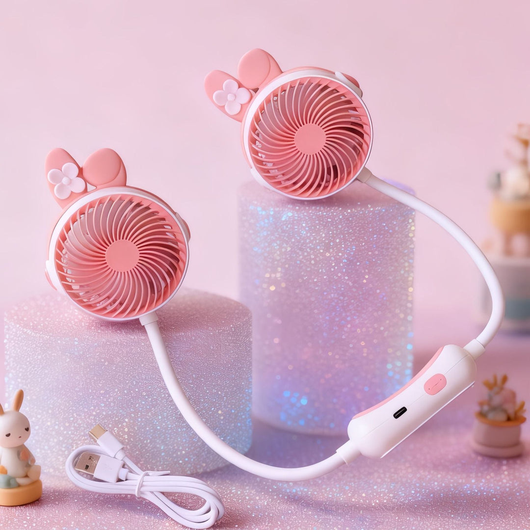 Ventilateur de Cou Portable pour Femmes Double Ventilateur 7