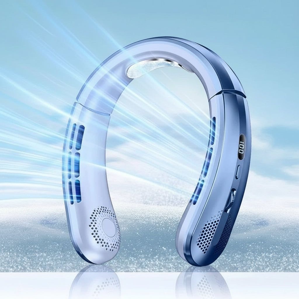 Ventilateur de cou portable rechargeable avec affichage LED et réglage de vitesse 14