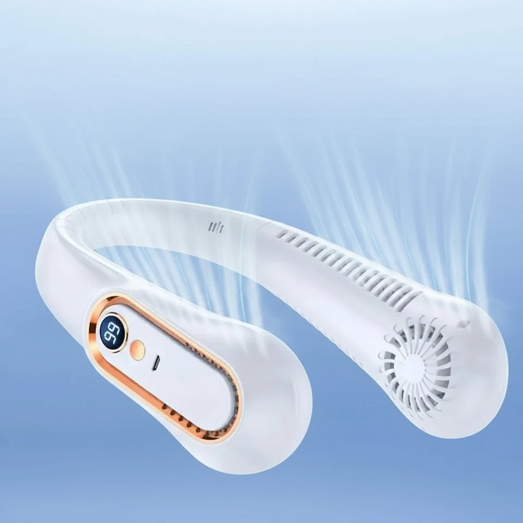 Ventilateur de cou portable rechargeable avec affichage LED et réglage de vitesse 6