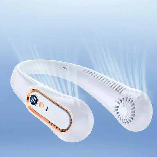 Ventilateur de cou portable rechargeable avec affichage LED et réglage de vitesse 6