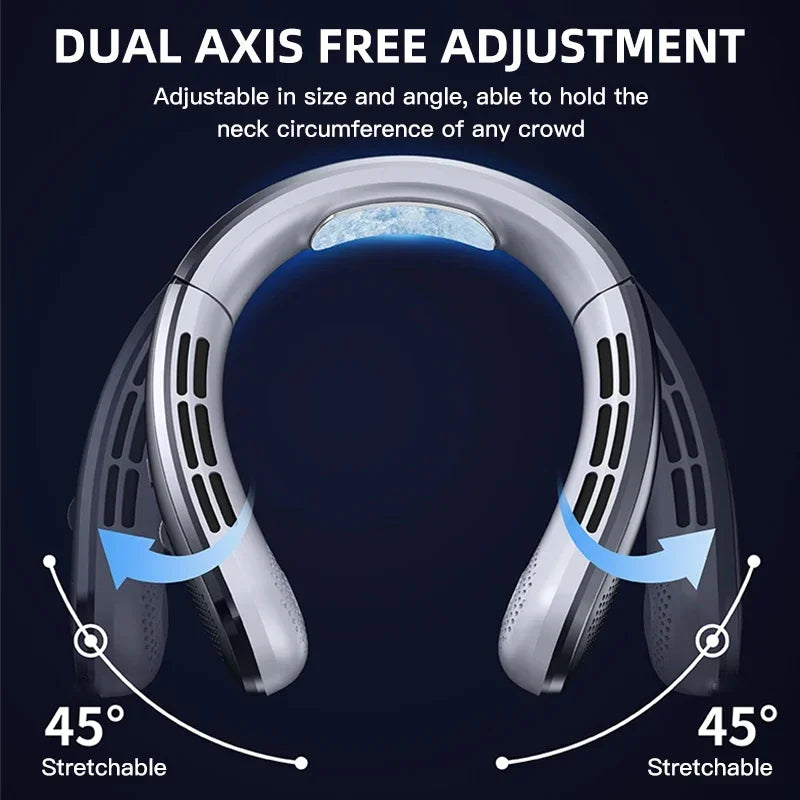 Ventilateur de cou portable rechargeable avec affichage numérique et réglage de vitesse 2