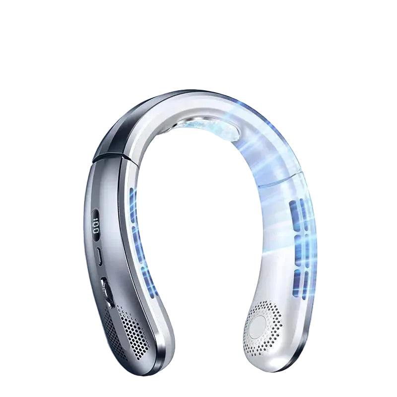 Ventilateur de cou portable rechargeable avec affichage numérique et réglage de vitesse 6