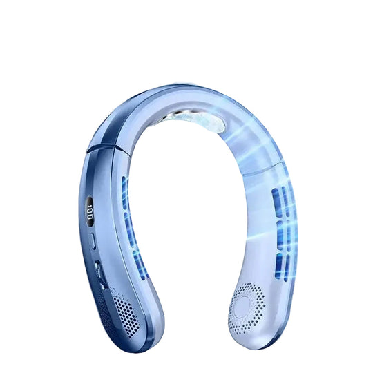 Ventilateur de cou portable rechargeable avec affichage numérique et réglage de vitesse 8