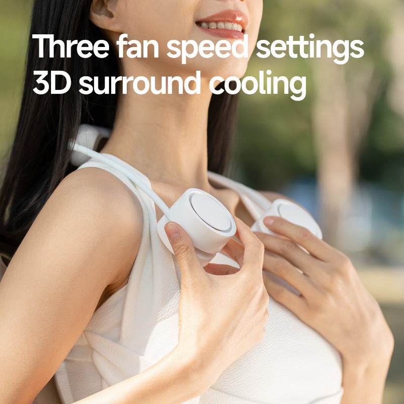 Ventilateur de cou portable unisexe à double mini ventilateurs avec chargement USB 3