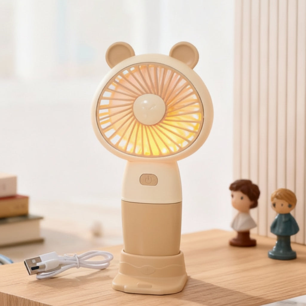 Ventilateur de table portable rechargeable unisexe avec lumière LED d'ambiance 5