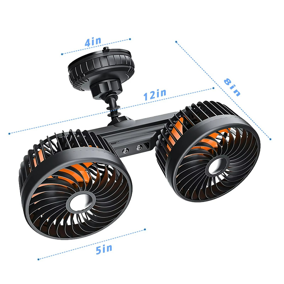 Ventilateur de voiture à double tête avec ventouse 0