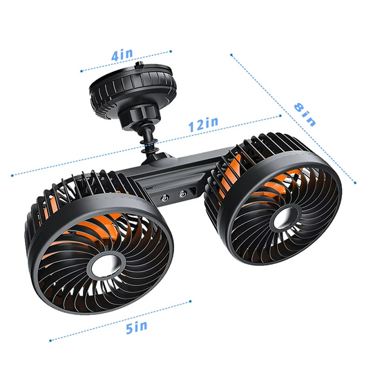 Ventilateur de voiture à double tête avec ventouse 0