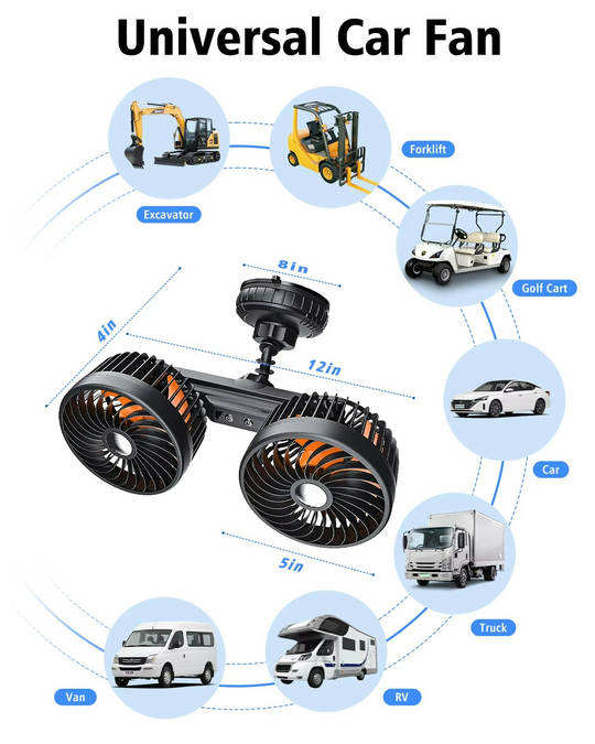 Ventilateur de voiture à double tête avec ventouse 8