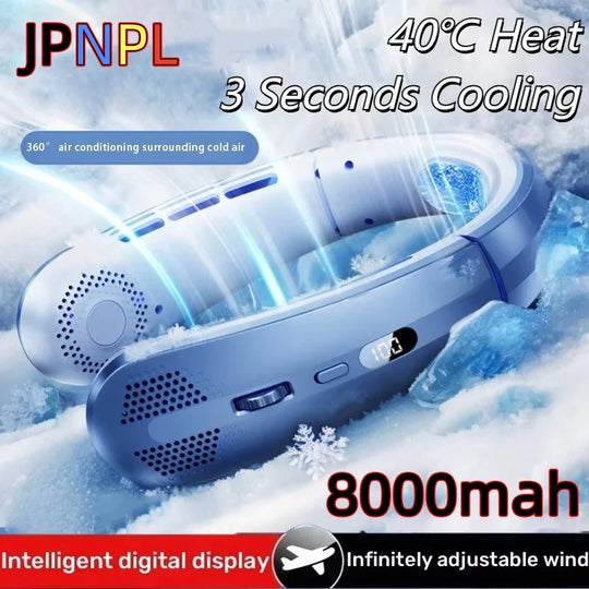 Ventilateur électrique portable suspendu au cou avec affichage LED et batterie rechargeable 0