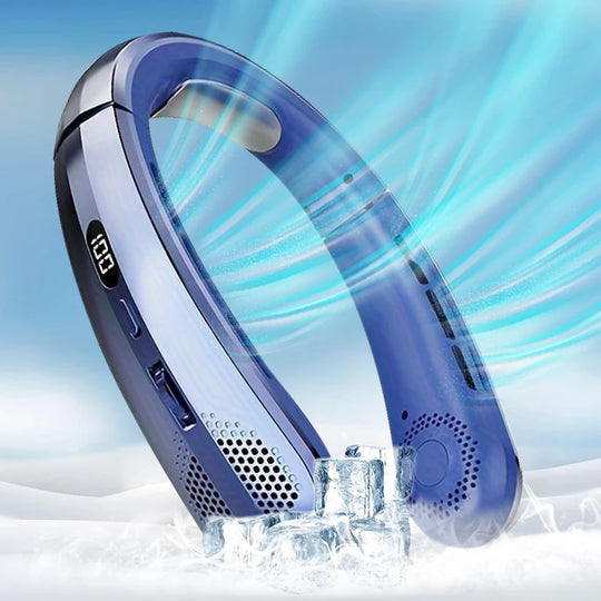 Ventilateur électrique portable suspendu au cou avec affichage LED et batterie rechargeable 1
