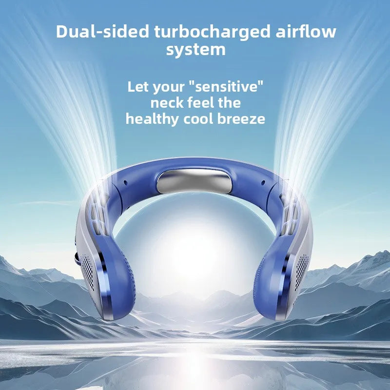 Ventilateur électrique portable suspendu au cou avec affichage LED et batterie rechargeable 4