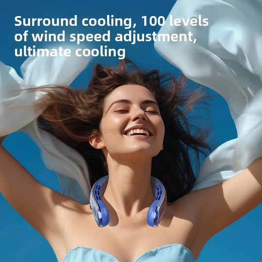 Ventilateur électrique portable suspendu au cou avec affichage LED et batterie rechargeable 5