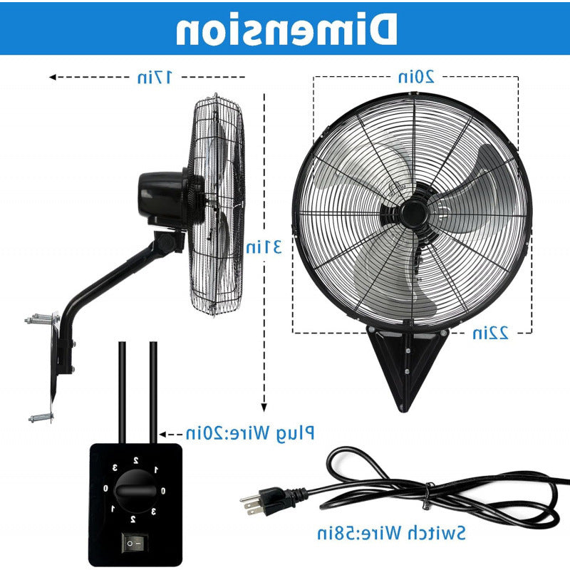 Ventilateur mural unisexe à circulation d'air puissante 2
