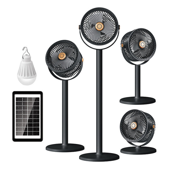 Ventilateur sur pied multifonctionnel unisexe avec lumière LED et énergie solaire 1