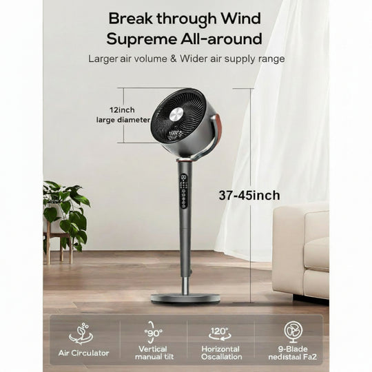 Ventilateur sur pied unisexe avec contrôle intelligent et hauteur ajustable 2