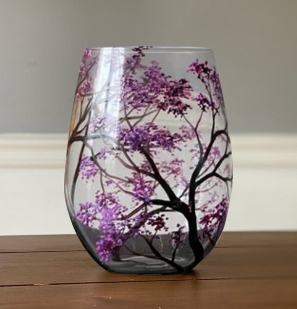 Verres à Vin Arbre des Quatre Saisons Design Artistique Peints à la Main 5