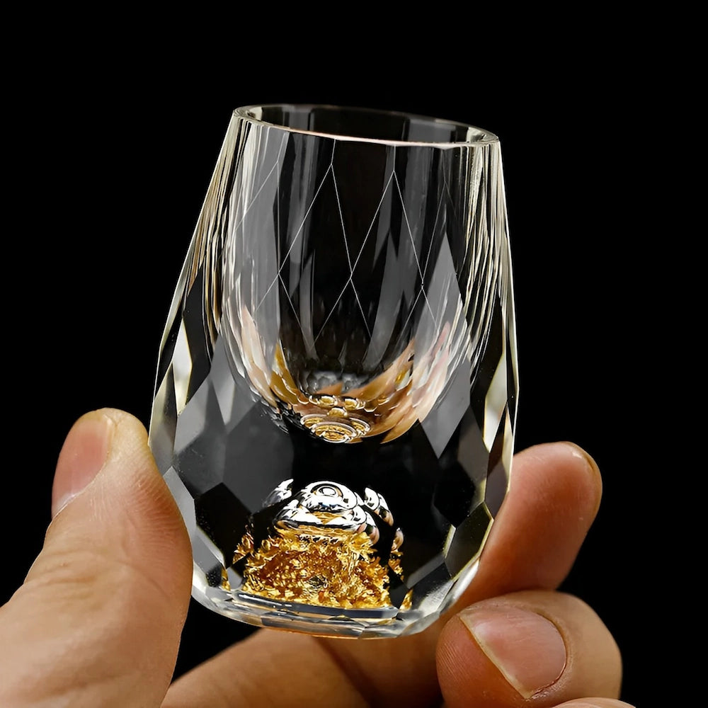 Verres en Cristal Faits à la Main avec Flocons d'Or - Lot de 2 Verres à Whisky Cristal 0