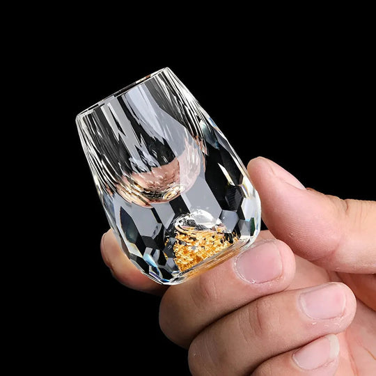 Verres en Cristal Faits à la Main avec Flocons d'Or - Lot de 2 Verres à Whisky Cristal 1
