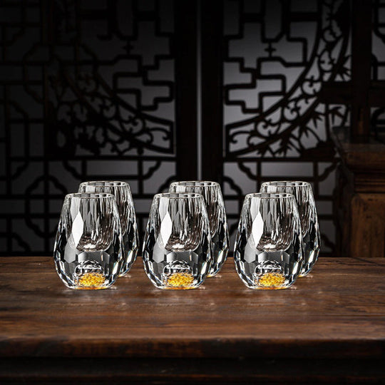 Verres en Cristal Faits à la Main avec Flocons d'Or - Lot de 2 Verres à Whisky Cristal 2