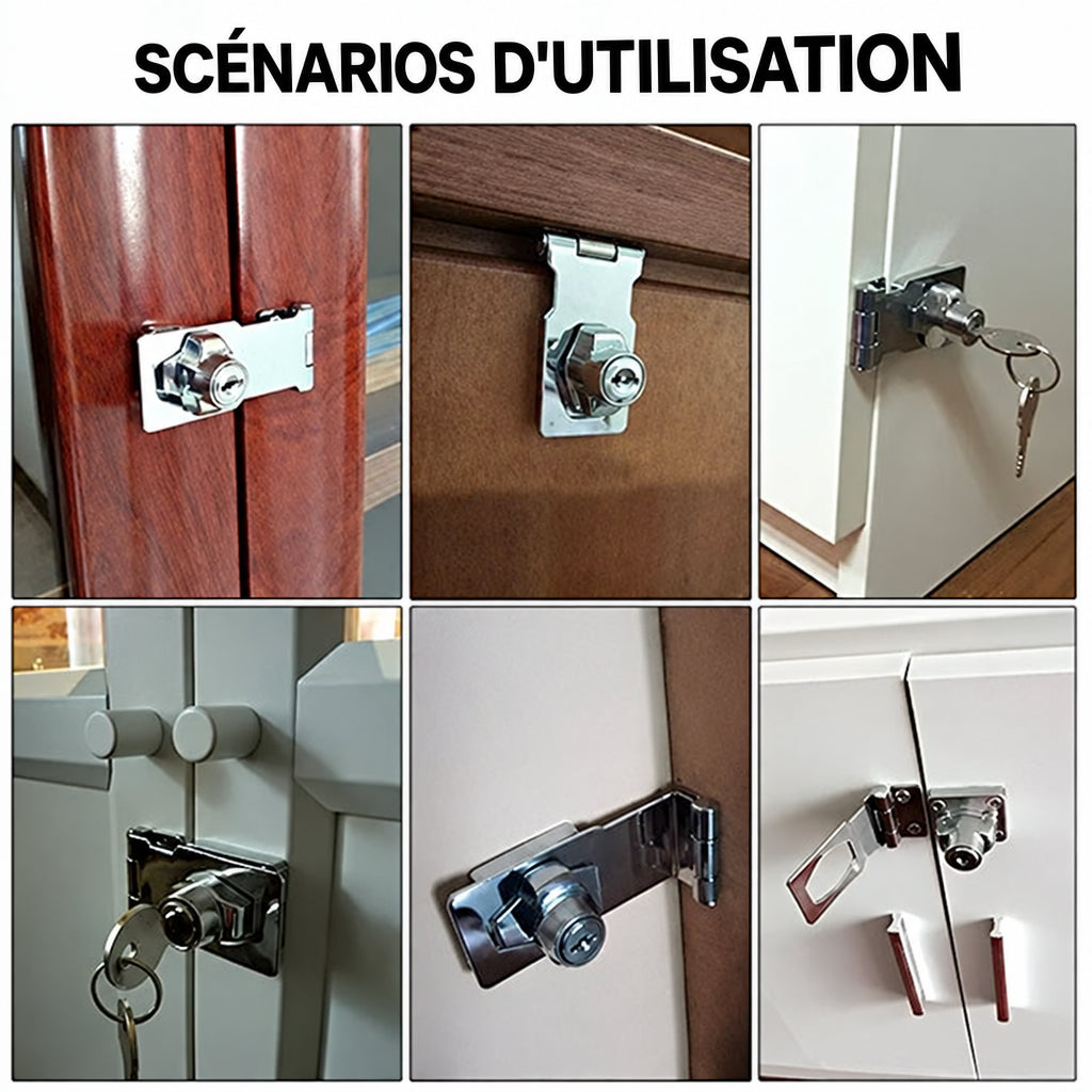 Verrou de porte avec clé pour installation sans perçage 7