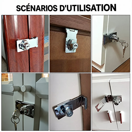 Verrou de porte avec clé pour installation sans perçage 7