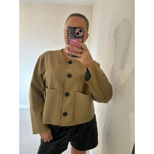 Veste Blazer Femme Croisée à Manches Longues Chic pour Automne et Hiver 3