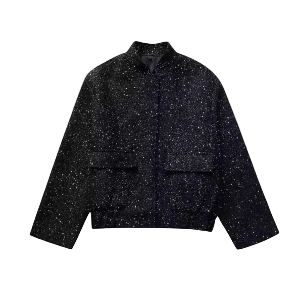 Veste Bomber à Sequins pour Femme Chic 0