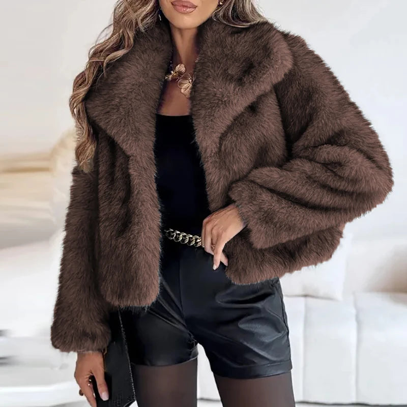 Veste Courte Femme en Fausse Fourrure Tendance 2