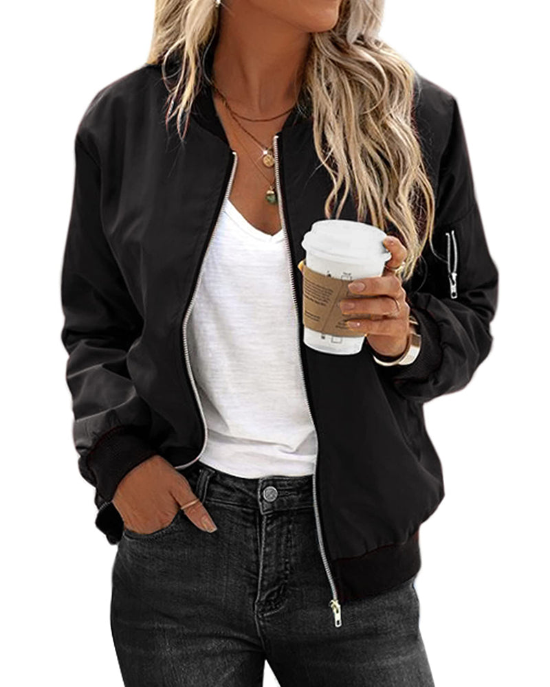 Veste Femme Bomber Classique Moderne en Tissu Durable 0