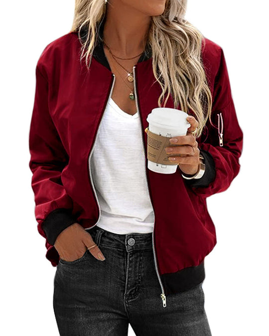 Veste Femme Bomber Classique Moderne en Tissu Durable 1