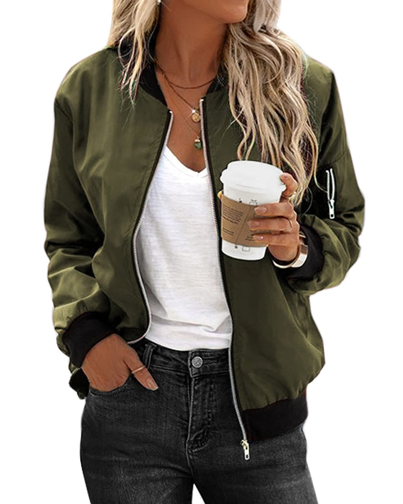Veste Femme Bomber Classique Moderne en Tissu Durable 2